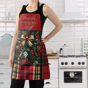 Tablier Vaches et baies de Noël Plaid Apron