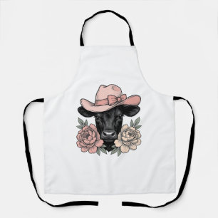 Tablier Vachette Cowgirl Rose avec Pivoines Vintage Vector