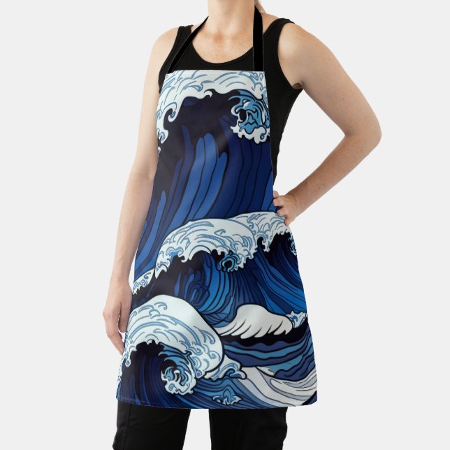 Tablier Vagues bleues abstraites de l'océan | Art à la jap (Insitu)
