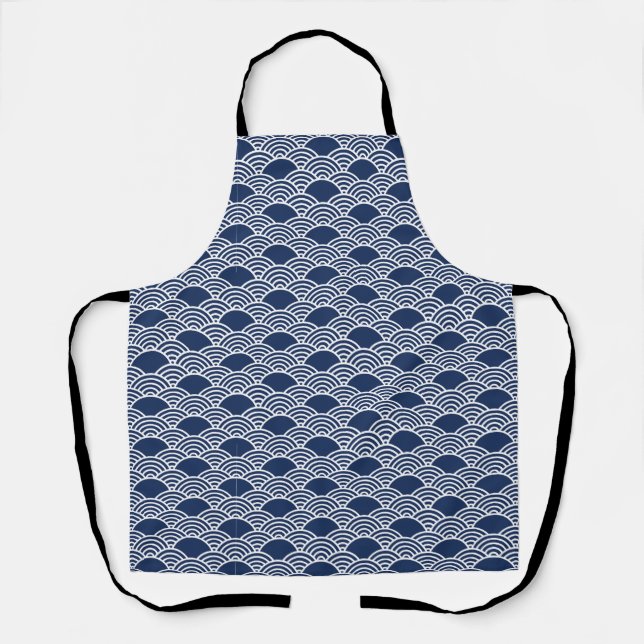 Tablier vagues de mer bleues abstraites dans le style chin (Recto)