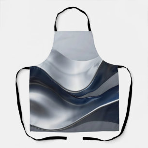 Tablier Vagues fluides abstraites argent et marine Design