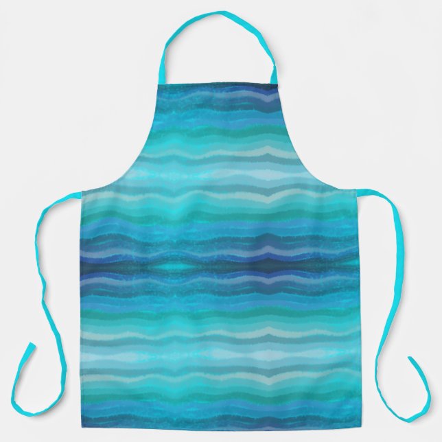 Tablier Vagues salées de plage côtière sur turquoise  (Recto)
