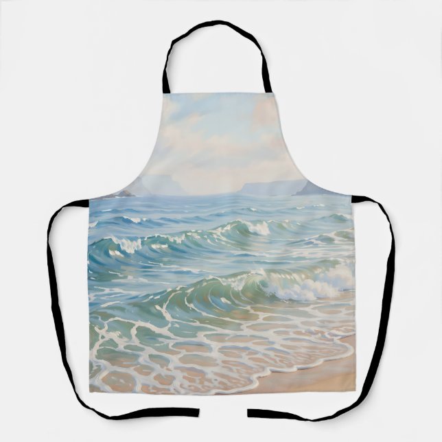 Tablier Vagues sereines de l'océan se brisant sur la plage (Recto)