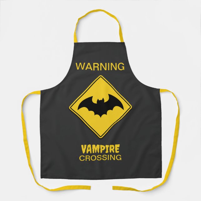 Tablier Vampire Bat Avertissement Halloween (Recto)