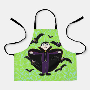 Tablier Vampire d'Halloween avec Bats Green