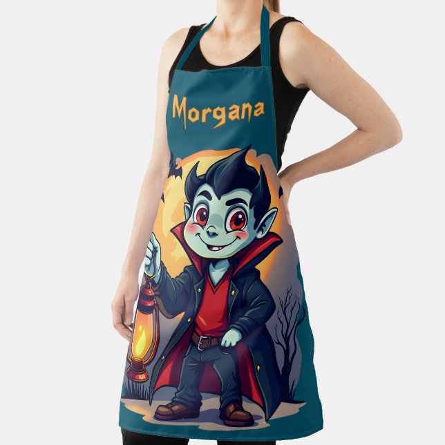 Tablier Vampire mignon avec Lantern Kawaii Halloween (Insitu)