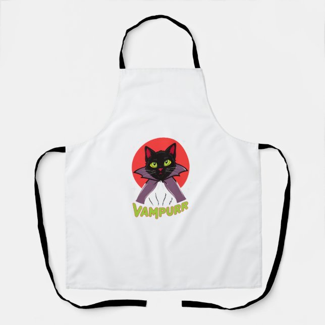 Tablier Vampurr Vampire Chat Drôle Halloween Costume de ch (Recto)