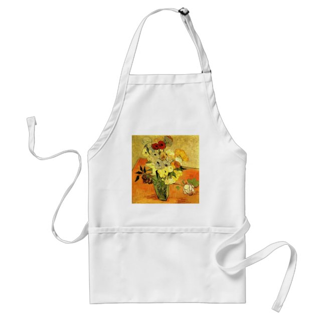 Tablier Van Gogh peignant des fleurs capricieuses et des v (Devant)