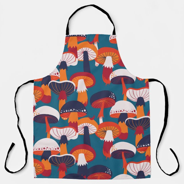 Tablier Variété de champignons, illustration vintage sans  (Recto)
