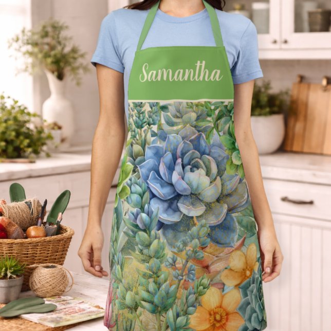 Tablier Variété de Succulentes Personnalisées (Créateur téléchargé)