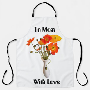 Tablier Vase de la Fête des mères de pavots Apron
