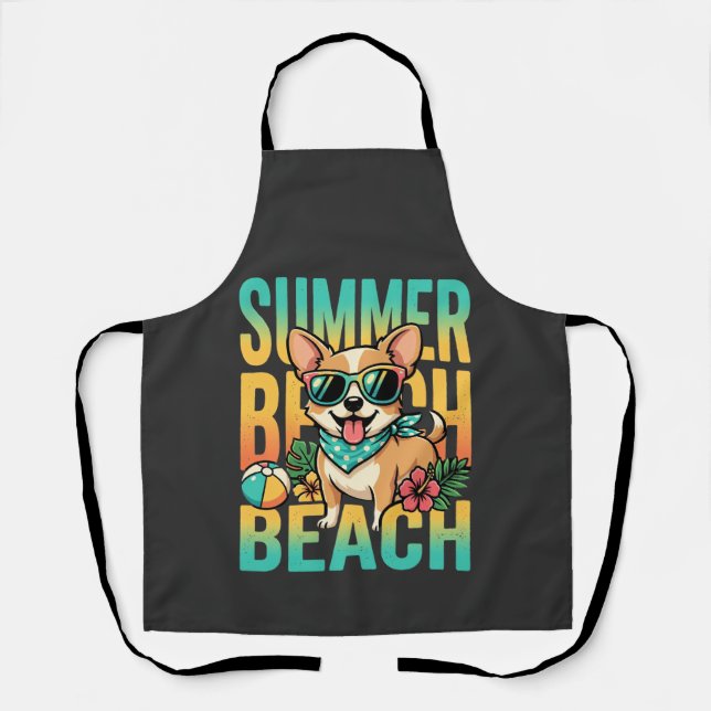 Tablier Vecteur de vacances de chien de plage d'été (Recto)