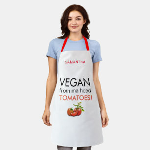 Tablier Vegan de la tête Tomates Nom Blanc