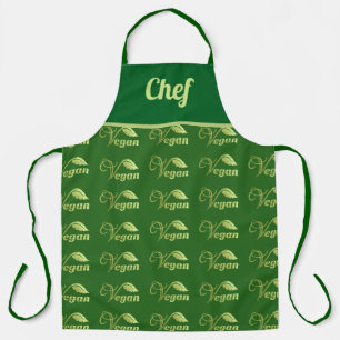 Tablier Vegan Logo Leaf Green & Gold Personnalisé