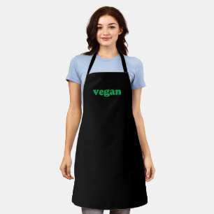 Tablier Vegan noir vert moderne typographie minimaliste