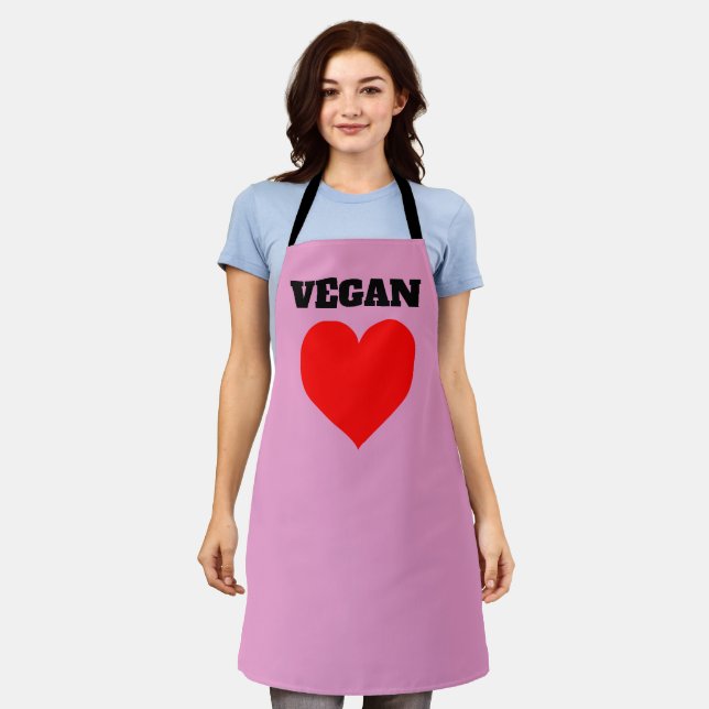 TABLIER VEGAN PINK KITCHEN APRON (Porté)