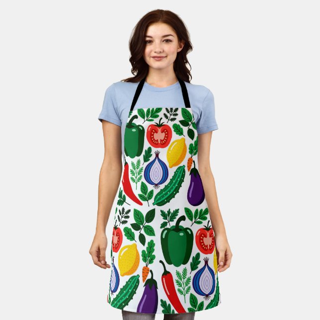 Tablier Vegetable pattern (Porté)