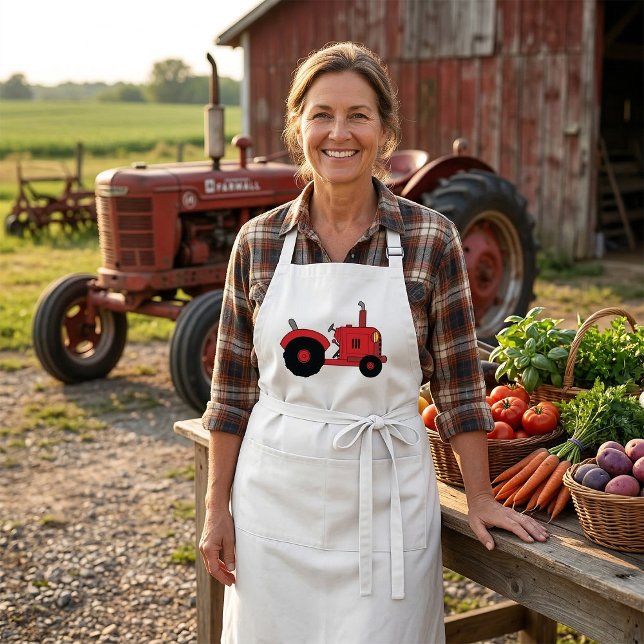 Tablier Véhicule tracteur de ferme rouge (Créateur téléchargé)