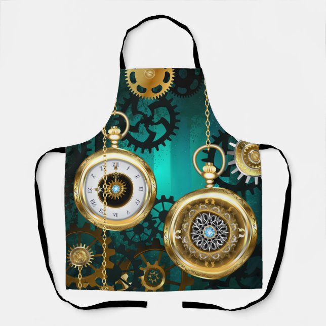 Tablier Veille bijoux Steampunk sur un Arrière - plan vert (Recto)