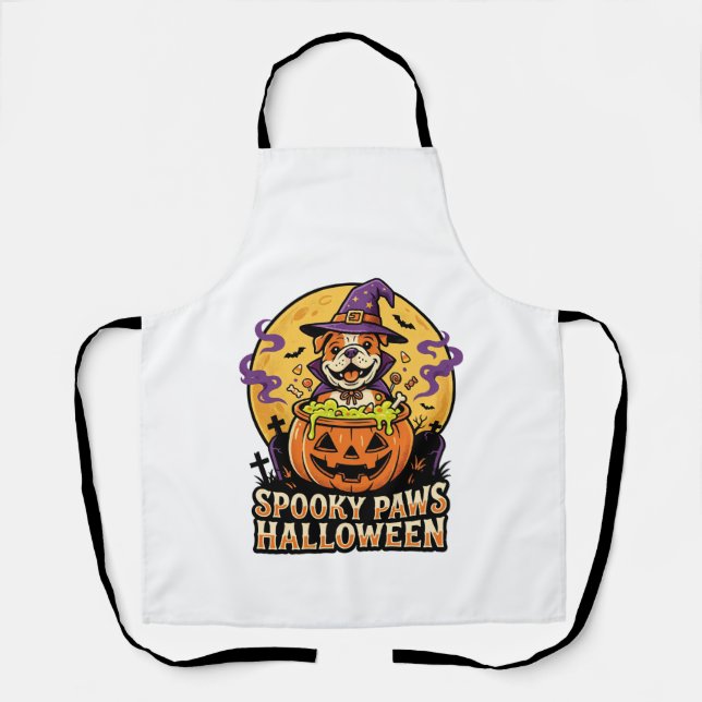 Tablier Veillée de la citrouille du Bulldog d'Halloween (Recto)