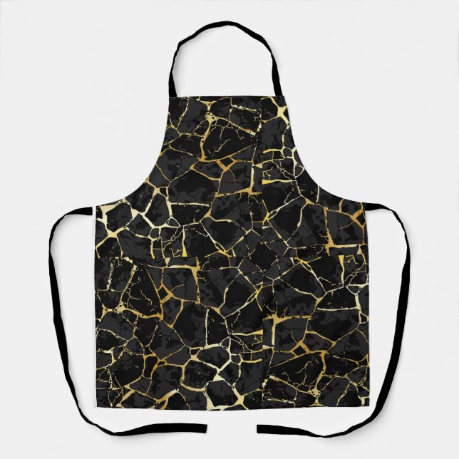 Tablier Veine d'or Kintsugi noir (Recto)