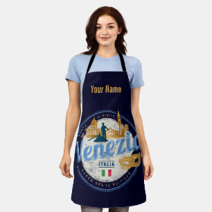 Tablier Venise avec gondolier Italie carnaval vintage