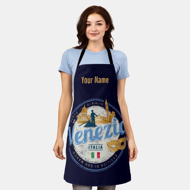 Tablier Venise avec gondolier Italie carnaval vintage (Porté)