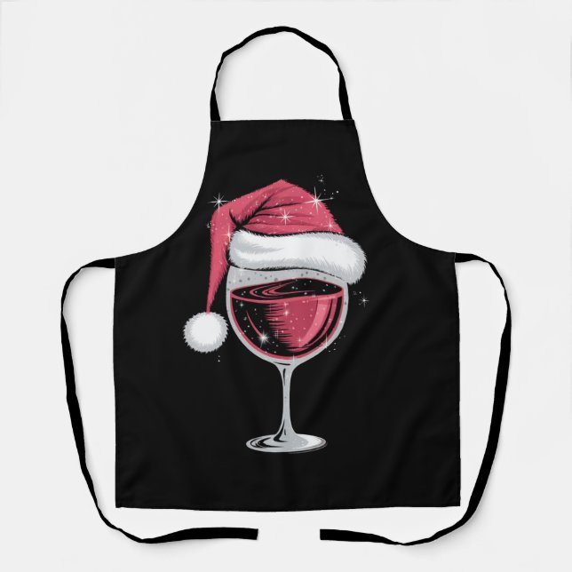 Tablier Verre de vin rouge Noël drôle Noël Noël Noël Noël  (Recto)