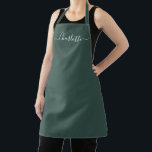 Tablier Vert armée girly personnalisation élégante nom écr<br><div class="desc">Personnalisé vert armée moderne personnalisé nom écriture manuscrite monogramme uni couleur simple girly élégant chic vert armée et texte blanc cuisine tablier. Personnalisez, personnalisez-le avec un nom, une citation, une phrase ou un texte. Idéal pour les cuisiniers, les chefs, la poterie, la céramique, l'artisanat, le travail, la cuisine, la pâtisserie,...</div>