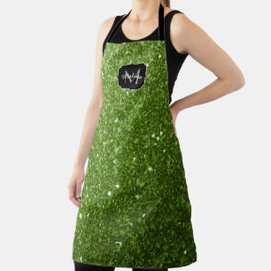 Tablier Vert clair verdure paillettes scintille Monogramme