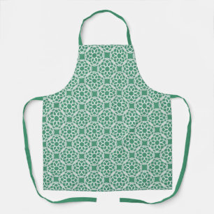 Tablier Vert émeraude blanc motif géométrique sans couture