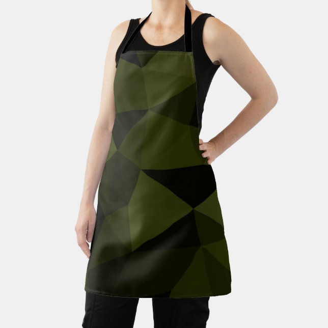 Tablier Vert foncé de l'armée noir motif de maille géométr (Insitu)