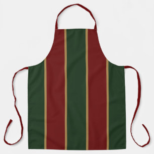 Tablier Vert Noël Classique Et Rouge Avec Découpe Or