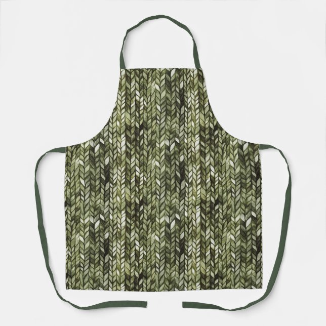 Tablier Vert olive abstrait  (Recto)