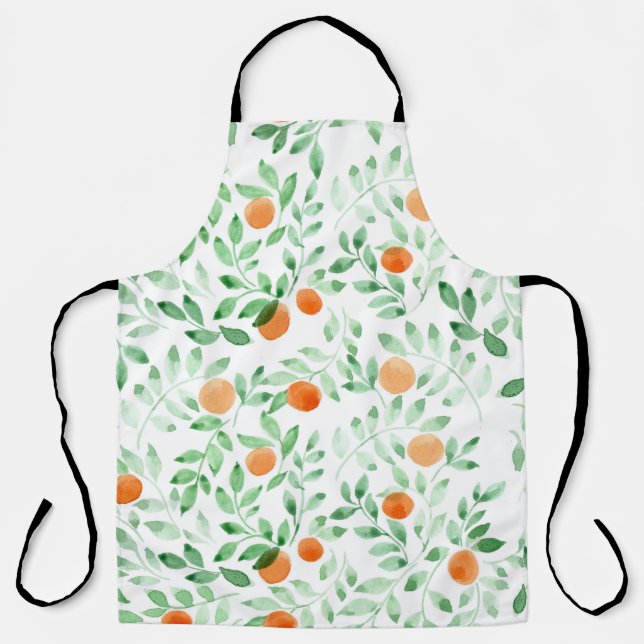Tablier Vert orange Tangerine Provence Aquarelle (Recto)