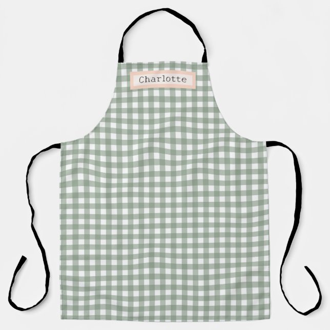 Tablier Vert Plaid mignon Personnalisé (Recto)
