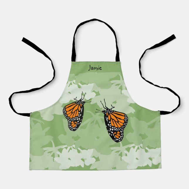Tablier vert pour enfants avec un joli papillon mo (Recto)