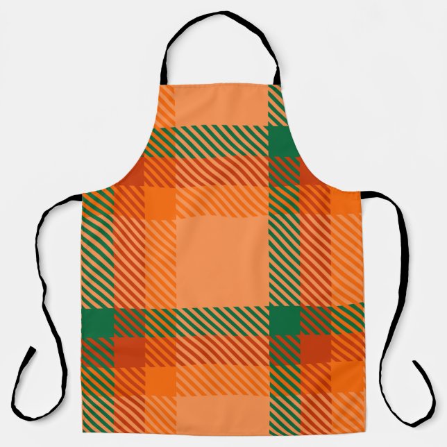 Tablier Vert, rouge, orange et beige Tartan Plaid écossais (Recto)