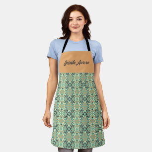 Tablier Vert sauge de luxe géométrique tribal sans couture