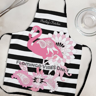 Tablier Vibes de flamant rose uniquement Rayures noires et
