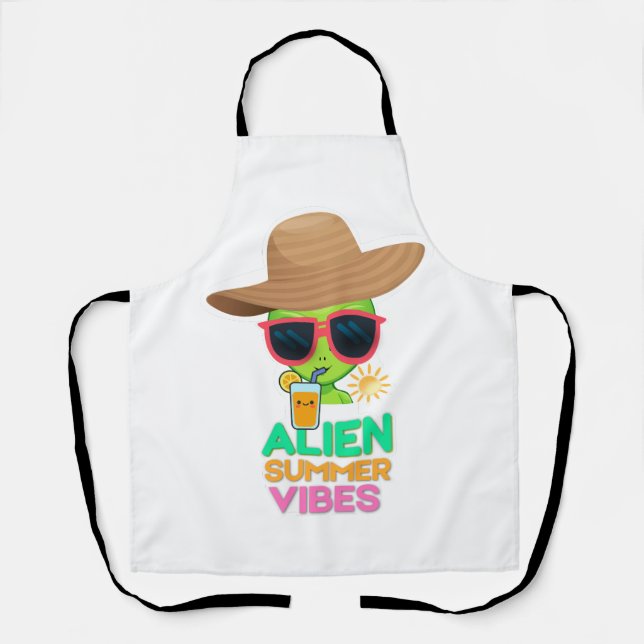 Tablier Vibes de plage estivale rétro alien (Recto)