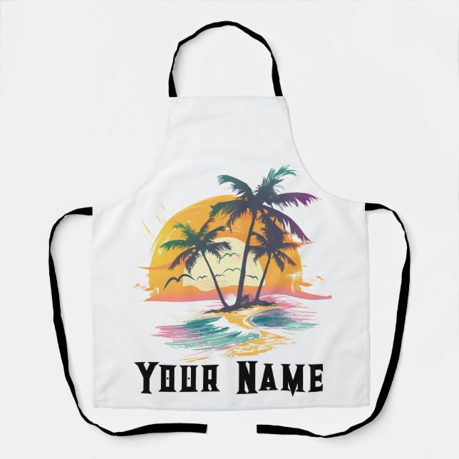 Tablier Vibes de soleil tropicales - Palmiers et conceptio (Recto)