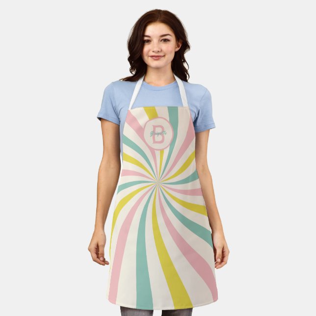 Tablier 'Vibes Lollypop', monogramme rétro (Porté)