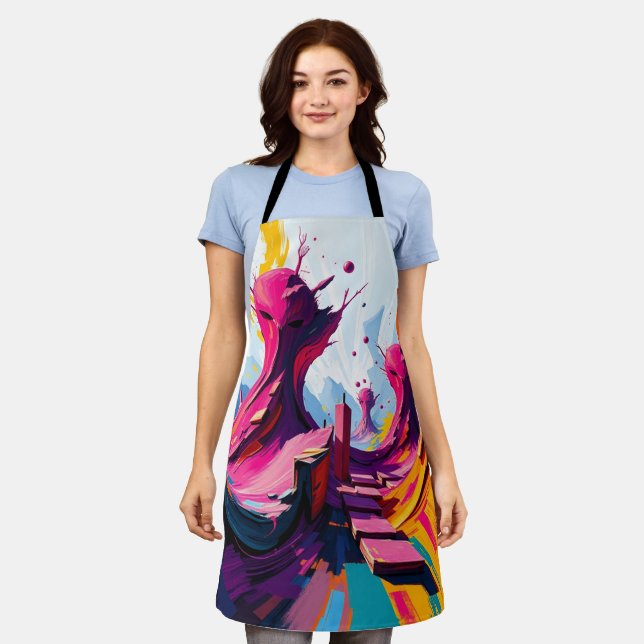 Tablier Vibrant Abstract Fantasy Landscape (Porté)