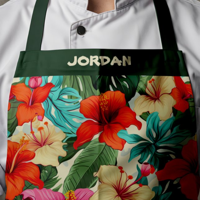 Tablier Vibrant Personnalisable Tropical Floral (Créateur téléchargé)