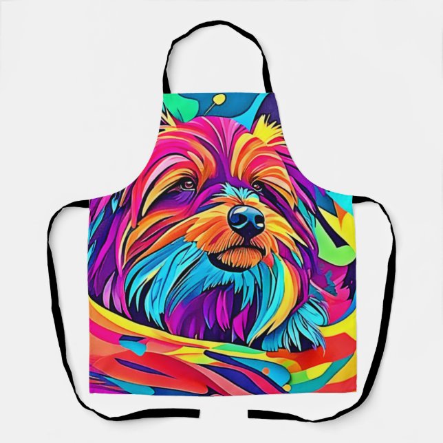 Tablier Vibrant Yorkie pop art (Recto)