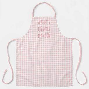 Tablier Vichy à Carreaux Rose et Blanc Personnalisé