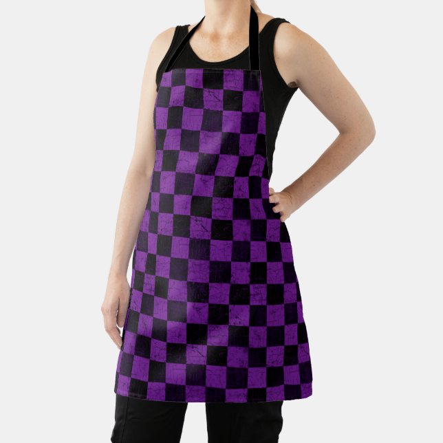 Tablier Vichy rustique, violet et noir (Insitu)
