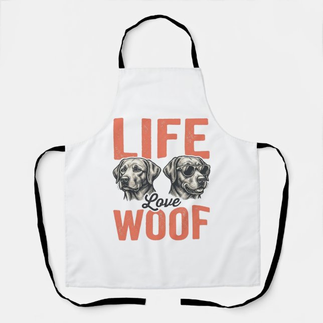 Tablier Vie Amour Woof Chien Graphisme Rétro_1 (Recto)