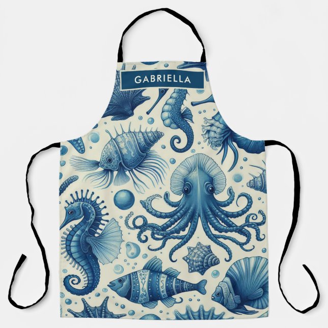 Tablier Vie marine vintage Animaux Motif (Recto)
